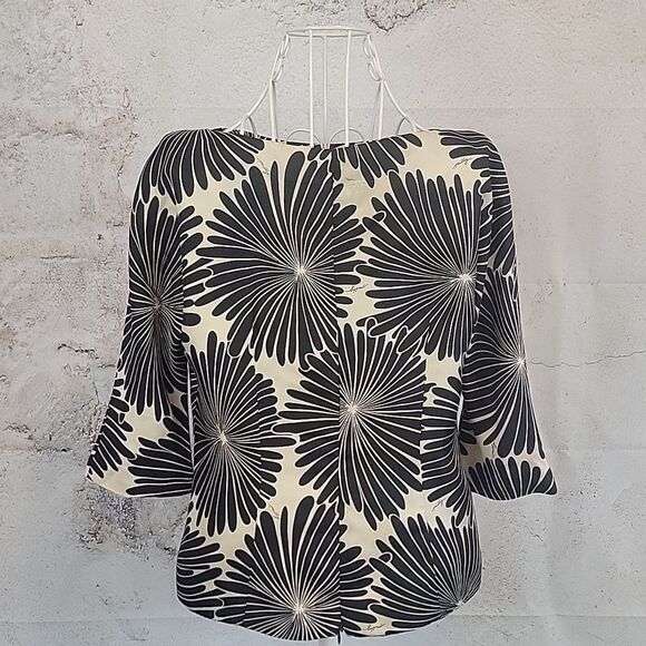 An Original Milly Of New York Elegant Black and Cream  Women's Top Size 2 - Picture 7 of 13